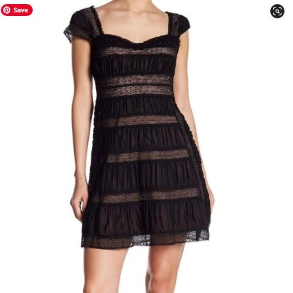 Free People Alicia Lace Black Mini Dress Size 2 - Picture 9 of 12